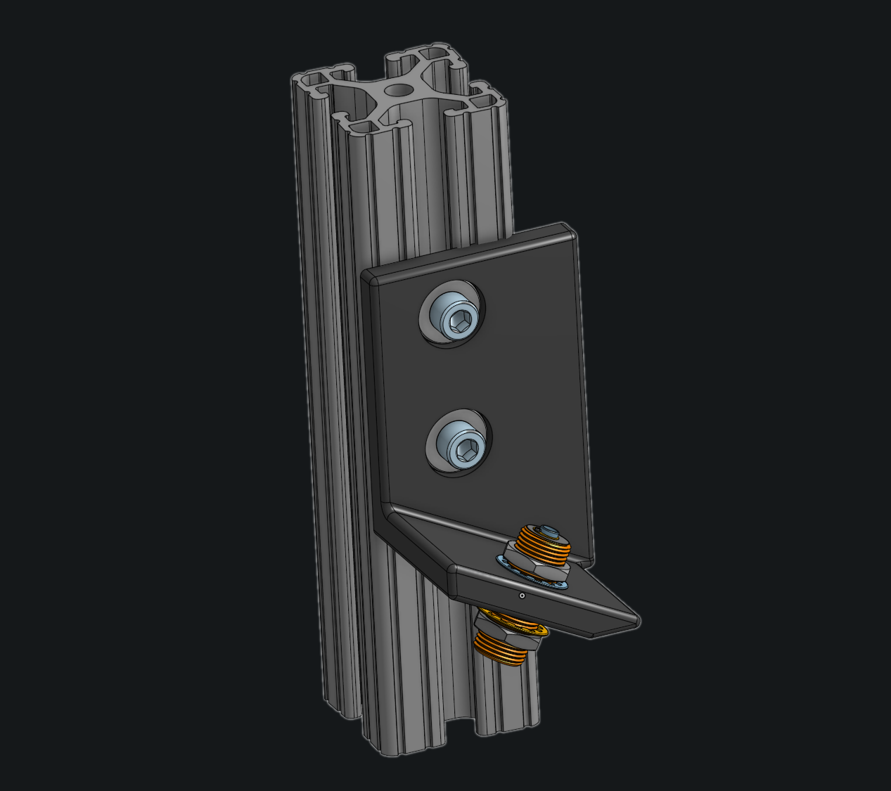 L-bracket on extrusion CAD